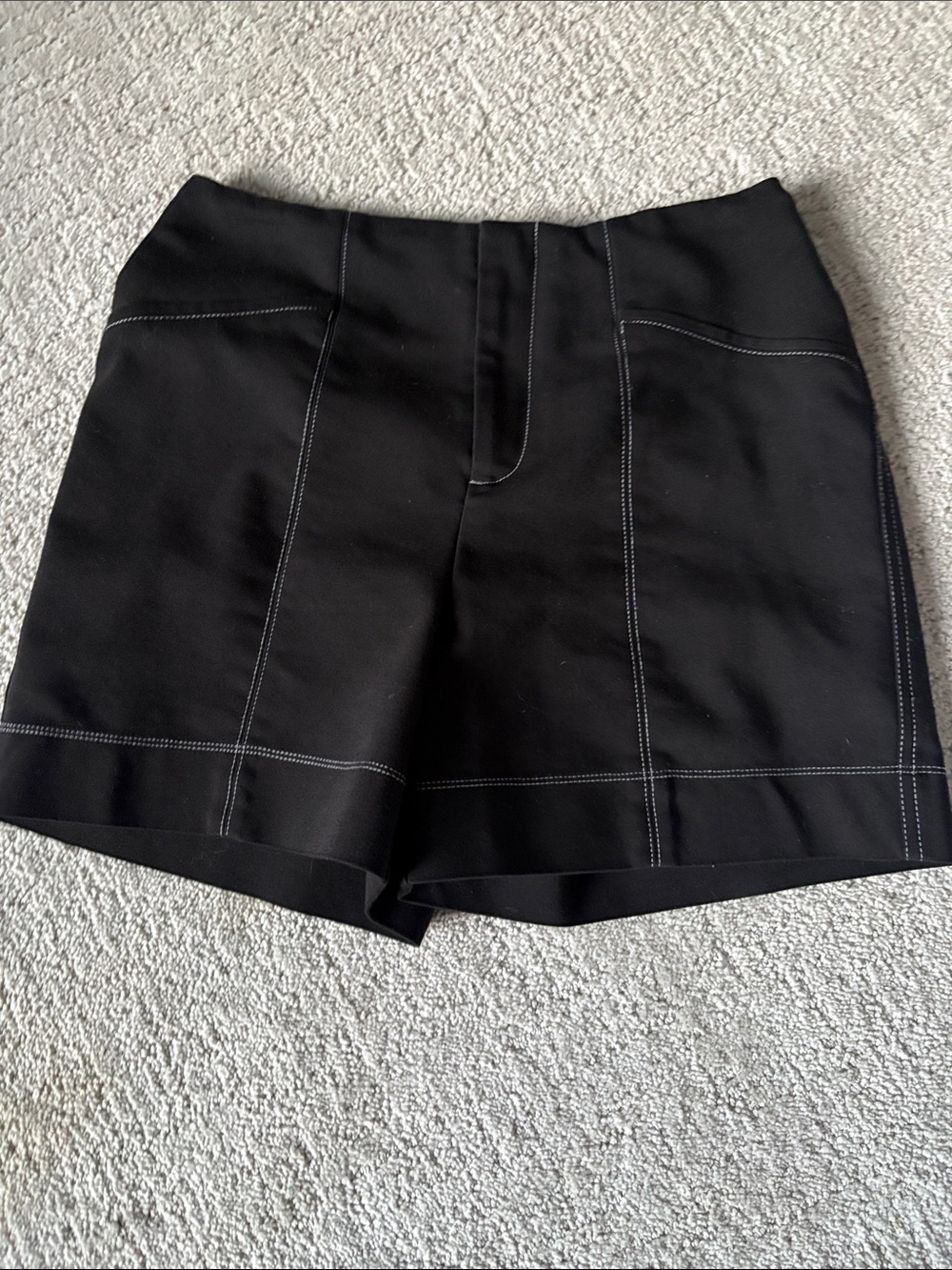 INC International Concepts Black High-Waist Stitch-Accent Shorts